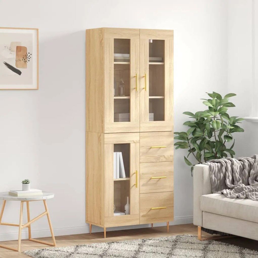 Credenza Rovere Sonoma 69,5x34x180 Cm İn Legno Multistrato /