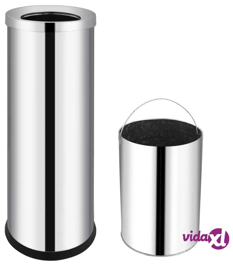 vidaXL Pattumiera da Albergo 32 L in Acciaio Inox