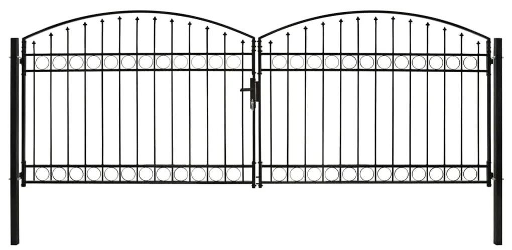 Cancello A Doppia Anta Ad Arco İn Acciaio 400x150 Cm Nero /