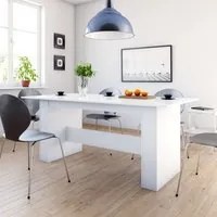 Tavolo da Pranzo Bianco Lucido 180x90x76 cm Legno Multistratocod mxl 126368