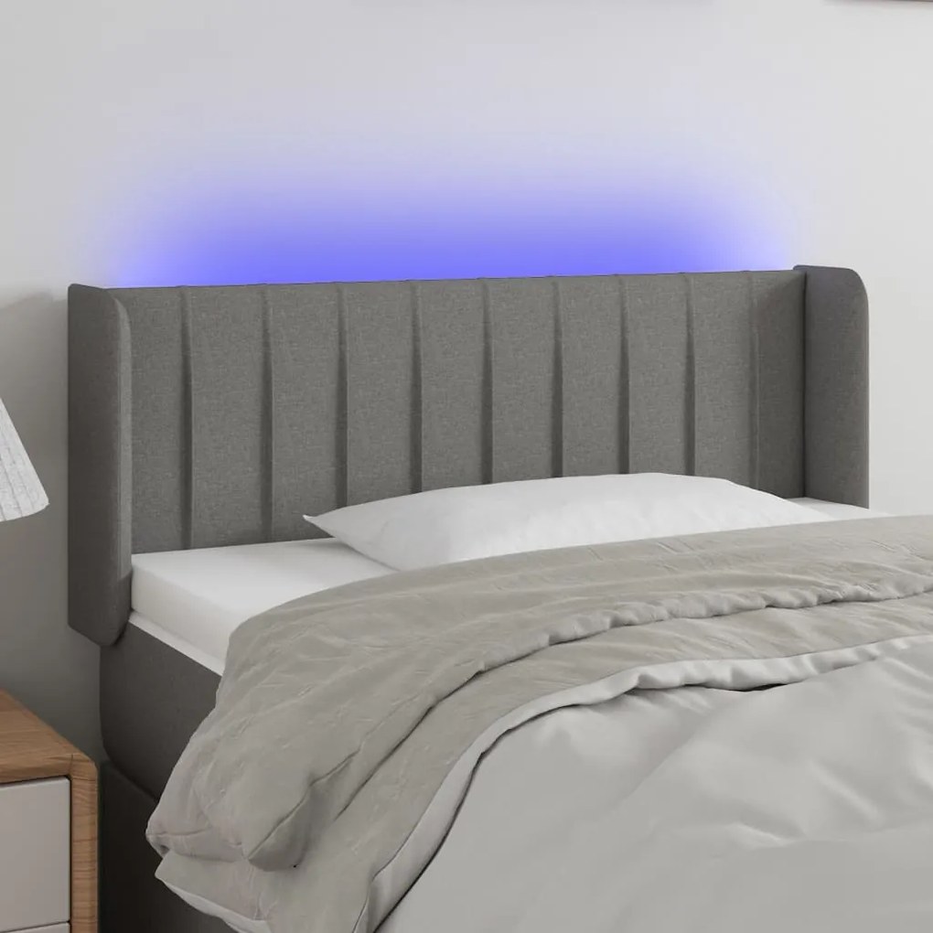 Testiera A Led Grigio Scuro 93x16x78/88 Cm İn Tessuto /