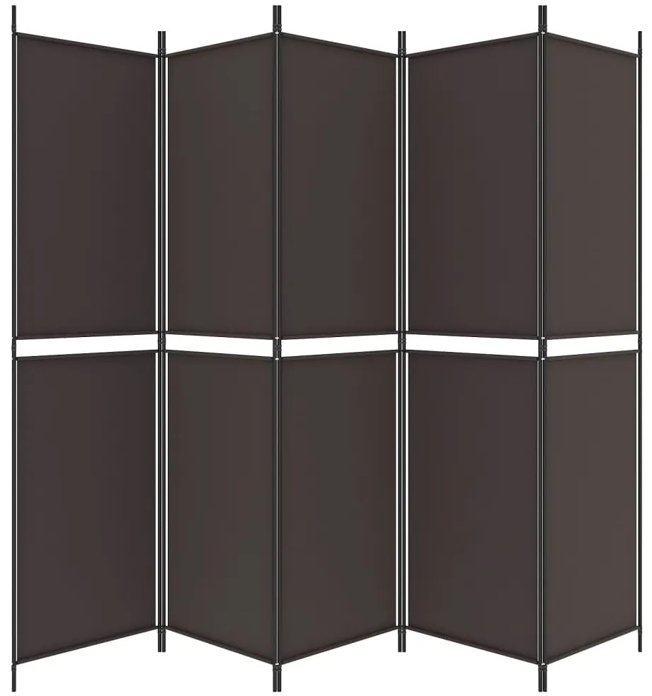 Divisorio a 5 pannelli marrone 250x200 cm in tessuto