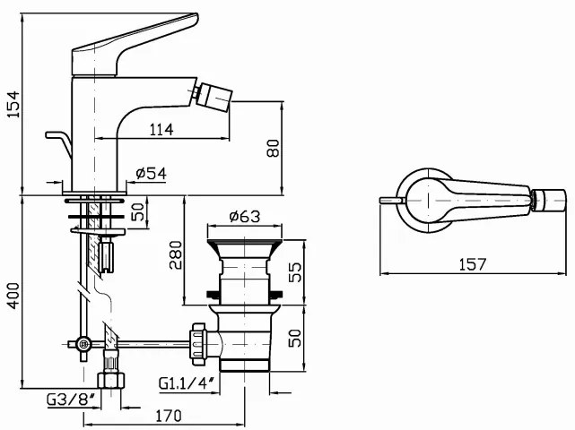 Rubinetto Miscelatore Monocomando Per Bidet Con Scarico Cromo Zucchetti Medameda ZMM387