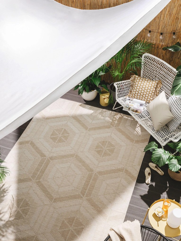 benuta Nest Tappeto per interno ed esterno Bronco Crema 120x170 cm - Tappeto outdoor per balcone, terrazzo e giardino