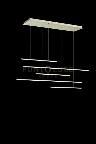 Sospensione genius orizzontale 5 luci oro led 3000k 3050lm 72w dimm...