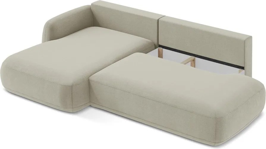Divano angolare beige allungabile (con penisola a sinistra/con chaise lounge) Hale – Makamii