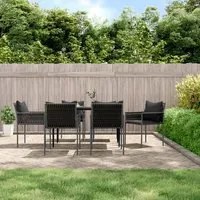 Sedie da Giardino con Cuscini 6pz Nere 54x61x83cm in Polyrattancod mxl 70270