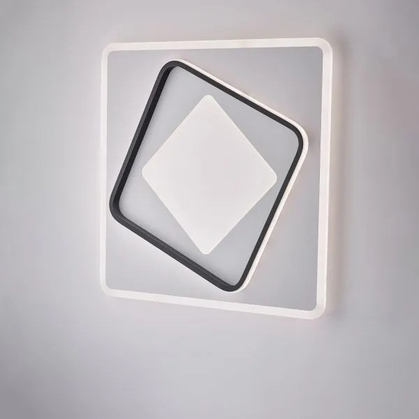 Plafoniera in metallo e alluminio laccato bianco e nero con led int...