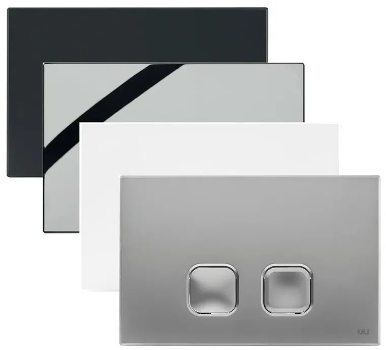 Placca cassetta wc Oli serie Plain in abs cromo satinato con doppio scarico