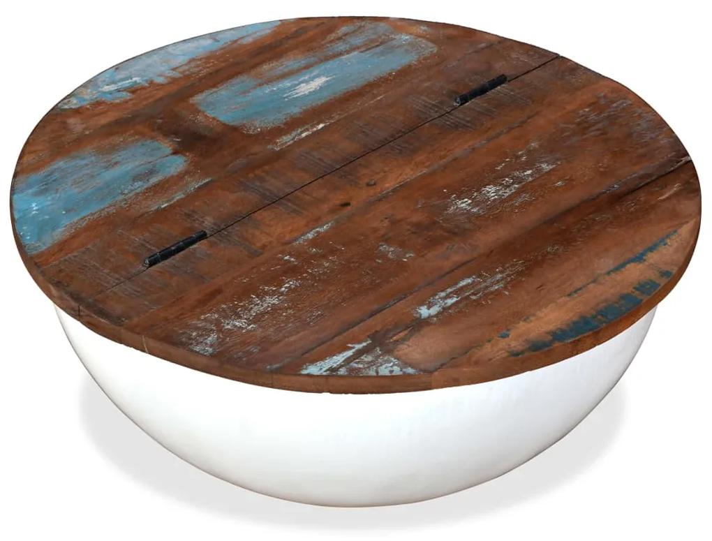 Tavolino da caffè a forma di coppa in massello anticato bianco