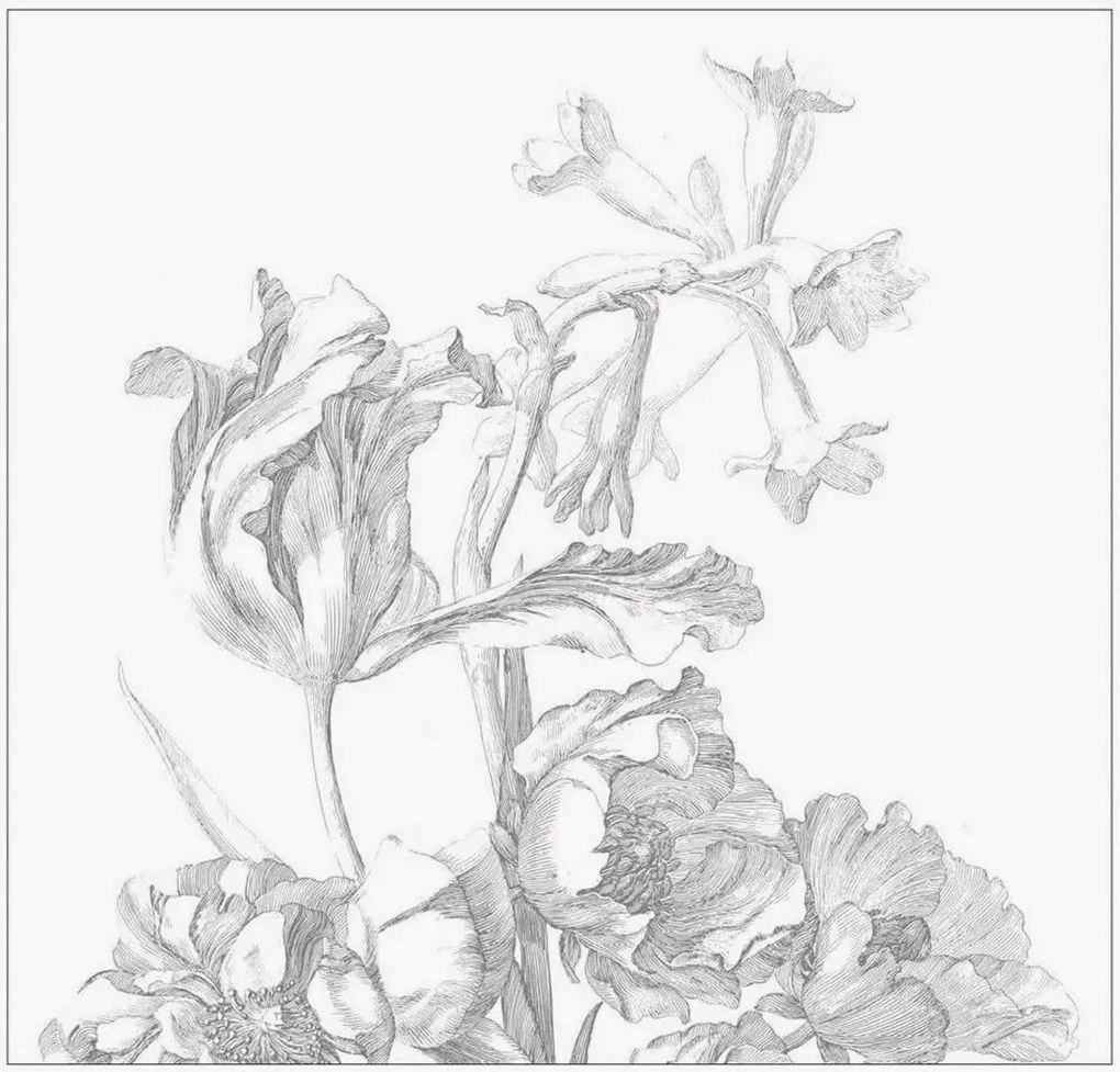 Carta da parati in tessuto non tessuto Engraved Flowers