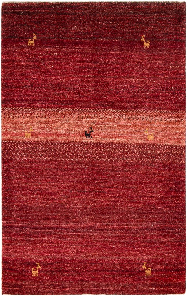 Gabbeh Tappeto 80x130 Rosso (Iran) Annodato A Mano