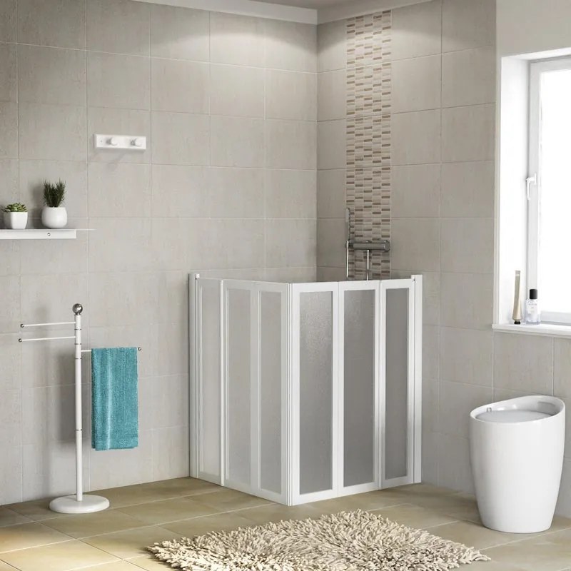Box doccia angolare con porta pieghevole, L 76-80 cm x L 76-80 cm, H 100 cm, in vetro trasparente SP. 2 mm, profilo lucido bianco | Los