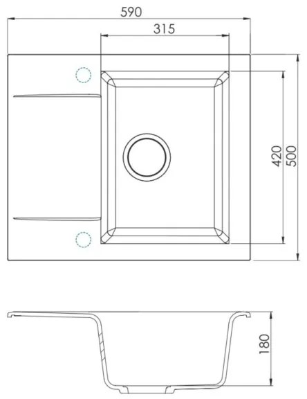 ALVEUS 1149116 - Lavello della cucina GEM 59x50 cm granito/nero