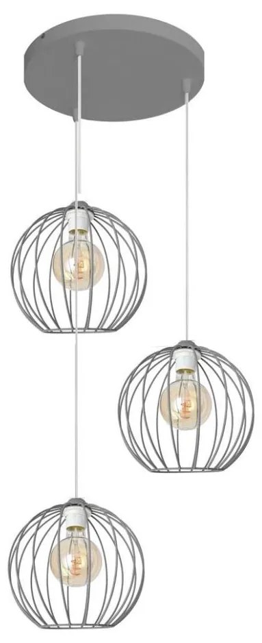 Lampadario su corda  MERCURE 3xE27/15W/230V grigio