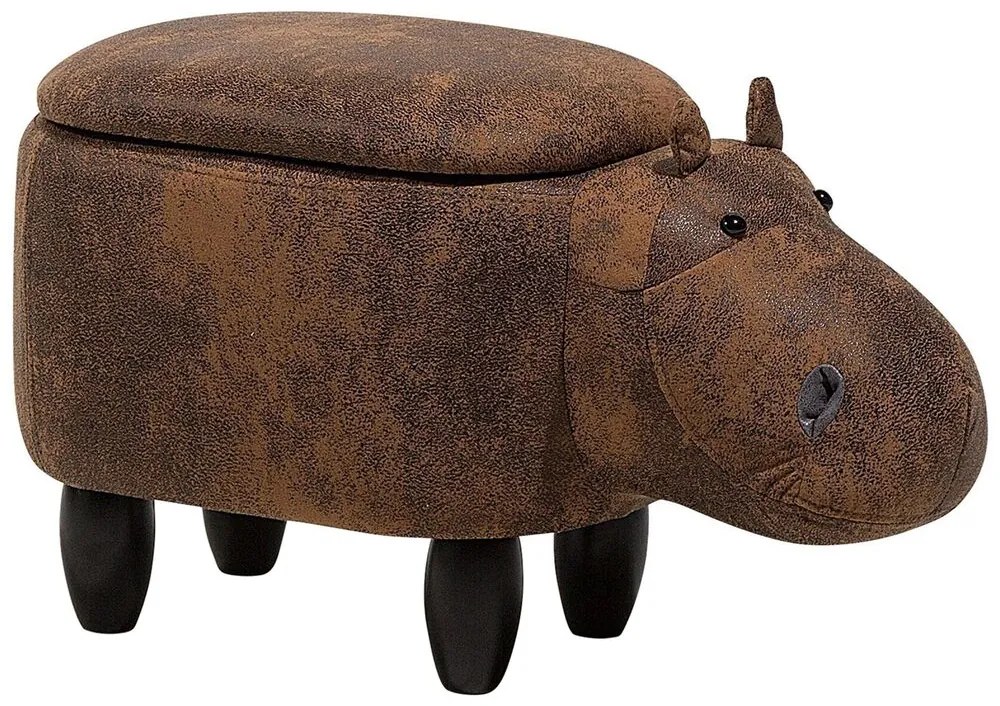 Pouf in tessuto similpelle marrone chiaro HIPPO Beliani