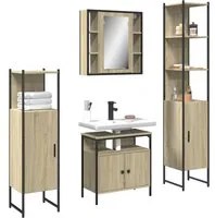 Set Mobili da Bagno 4 pz Rovere Sonoma in Legno Multistrato 3214766