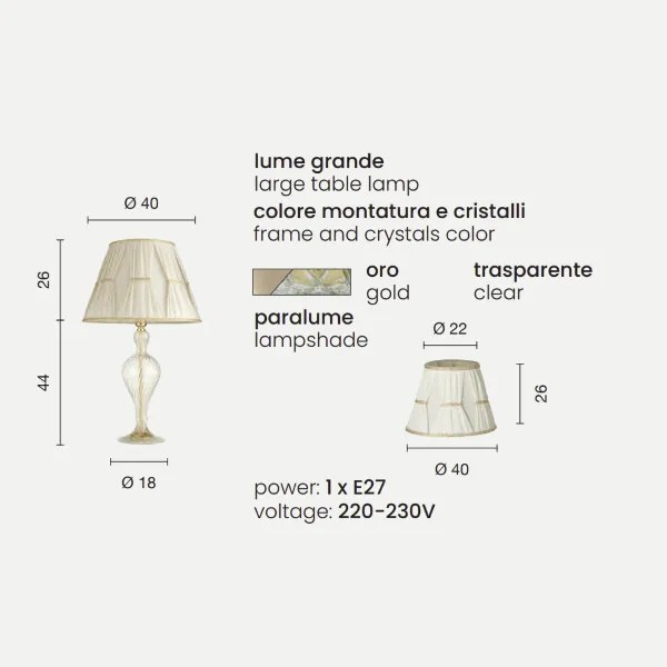 Lampada da tavolo 40x71 cm ROXANNE in vetro soffiato lavorato a mano