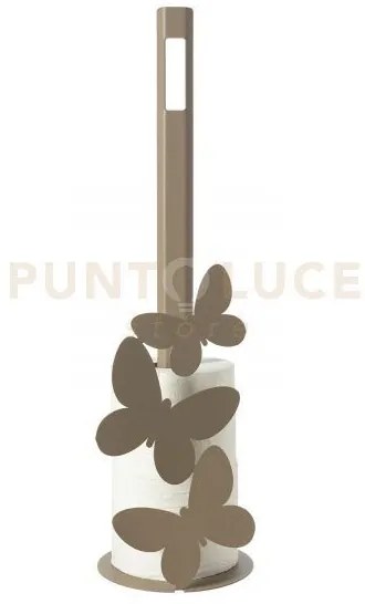 Porta carta igienica da terra farfalle beige in ferro 15x50hcm