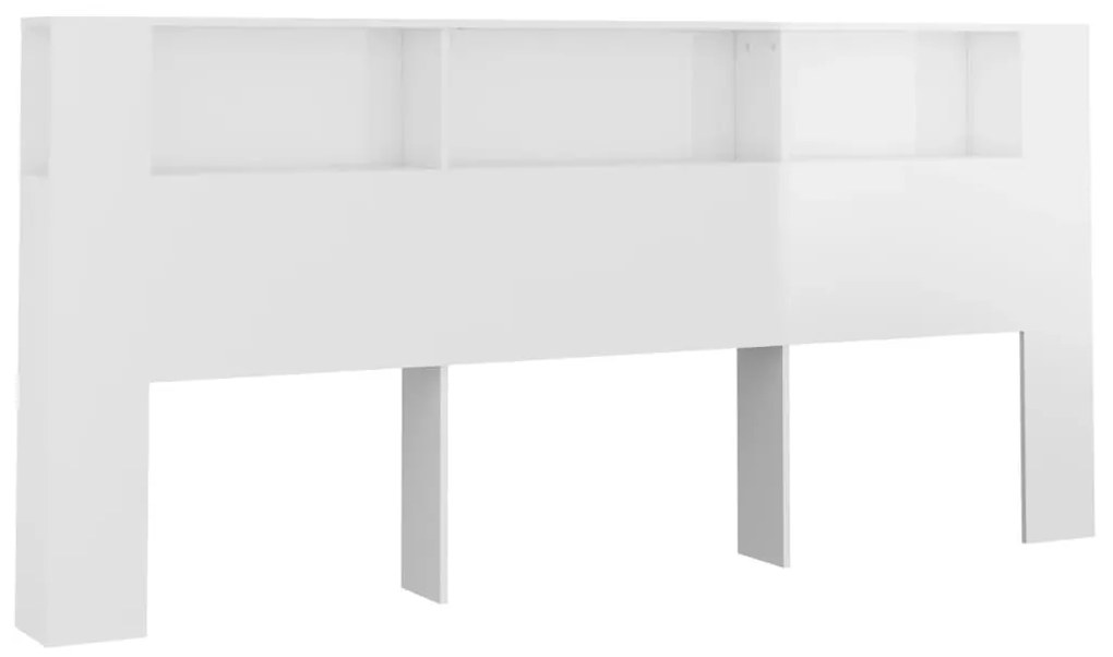 Testiera con scomparti bianco lucido 220x18,5x104,5 cm