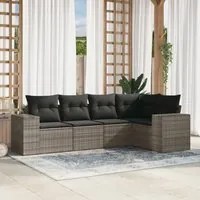 Set Divano da Giardino 5 pz con Cuscini Grigio in Polyrattan 3254867