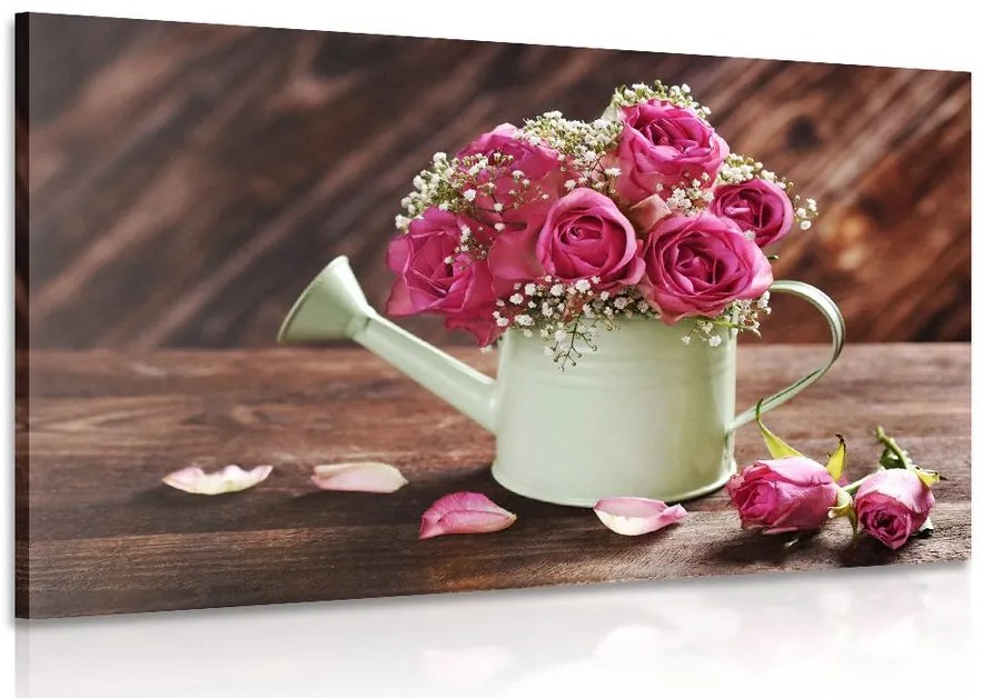Stampa su tela – Rose in annaffiatoio