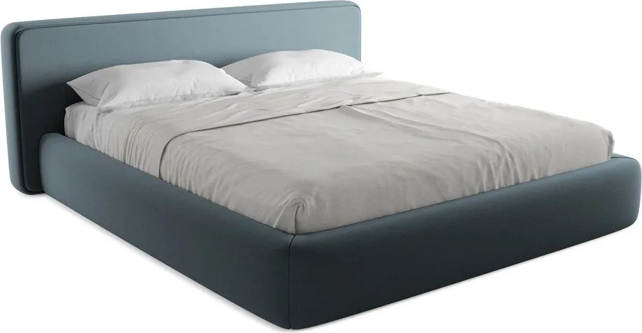 Letto matrimoniale imbottito blu con contenitore con griglia 180x200 cm Kiana - Makamii