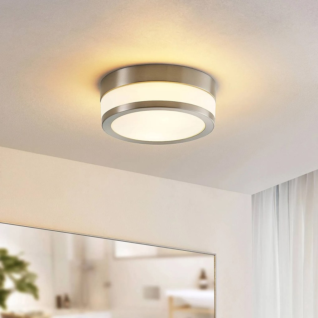 Plafoniera Flavi Lindby, dimmerabile, Alluminio / Grigio / Zincato, Bagno, Metallo, Moderno, Plafoniera
