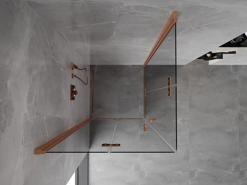 Mexen Mist-F Duo cabina doccia pieghevole 80 x 80 cm, trasparente, rame spazzolato - 8A6-080L-080P-65-00