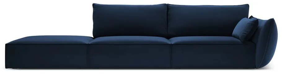 Divano blu scuro con penisola a destra con rivestimento in velluto 264 cm Vanda – Mazzini Sofas