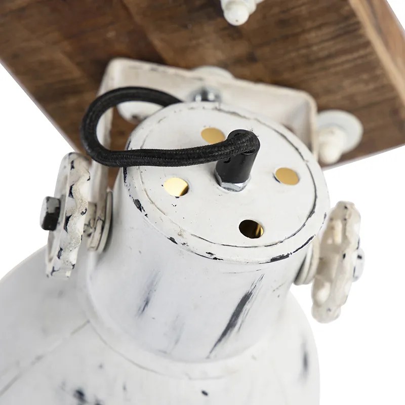 Faretto industriale bianco con legno di mango 18 cm - Mangoes