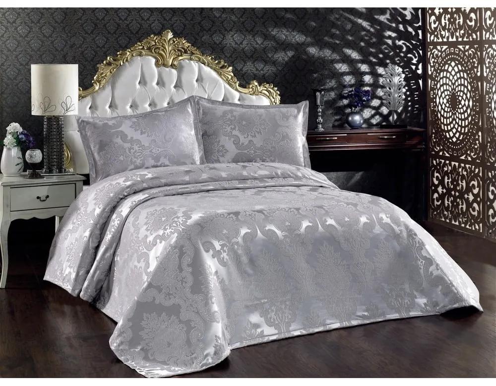 Set copriletto e federe in cotone grigio per letto matrimoniale 240x260 cm Beste - Mijolnir