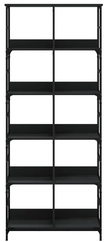 Libreria nera 78,5x33x188,5 cm in legno multistrato