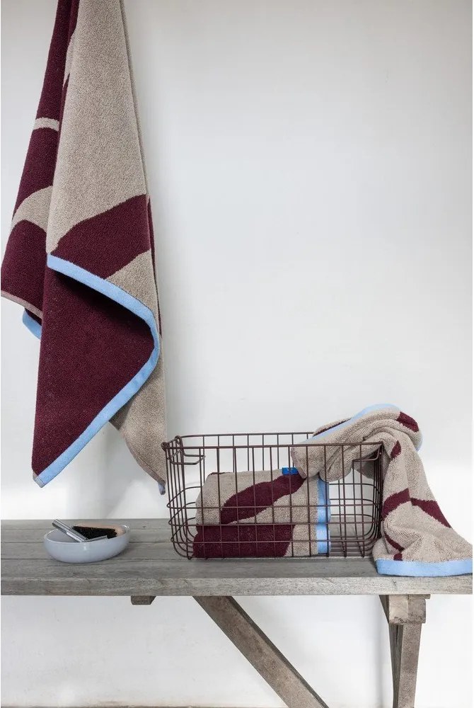 Set di asciugamani tipo terry burgundy/greige in cotone organico 2 pz 40x55 cm Nova Arte – Mette Ditmer Denmark