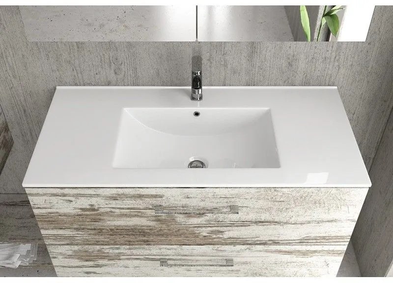 Kamalu - mobile bagno sospeso da 100cm con lavabo incasso in ceramica el-100b