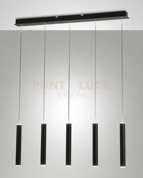 Prado lampadario a sospensione nero l.90x8cm 5 luci rettangolare a ...