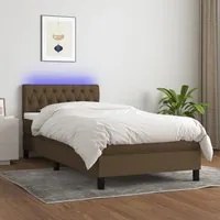 Letto a Molle Materasso e LED Marrone Scuro 100x200 cm Tessutocod mxl 74802