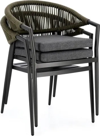 Sedia Da Esterno Impilabile Con Braccioli In Alluminio E Corda Millor Antracite E Verde Bizzotto