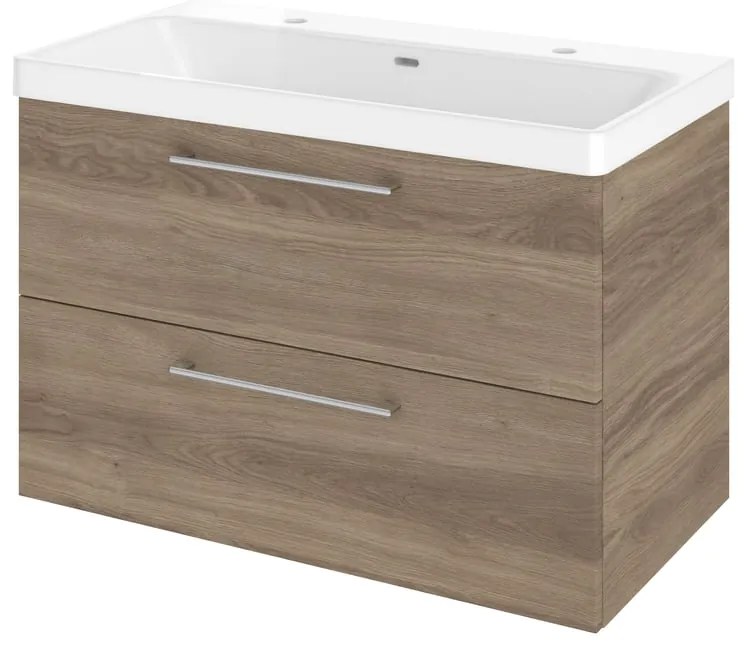 Mobile da bagno sospeso sotto lavabo L 90 x H 58 x P 46 cm marrone opaco, 2 cassetti SENSEA Remix