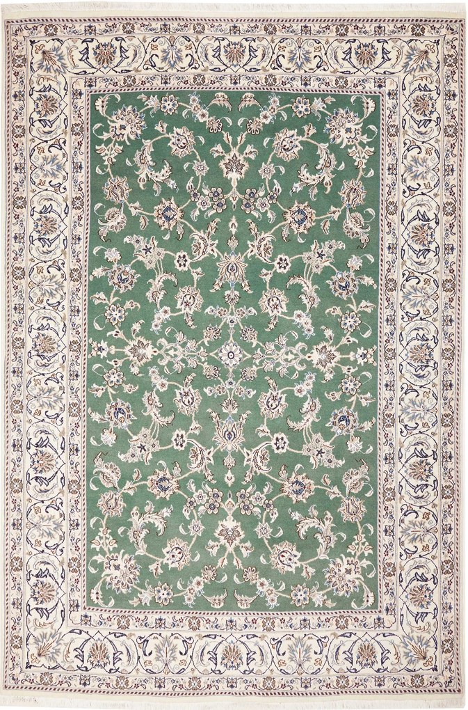 Nain Tappeto 300x200 Verde (Iran) Annodato A Mano