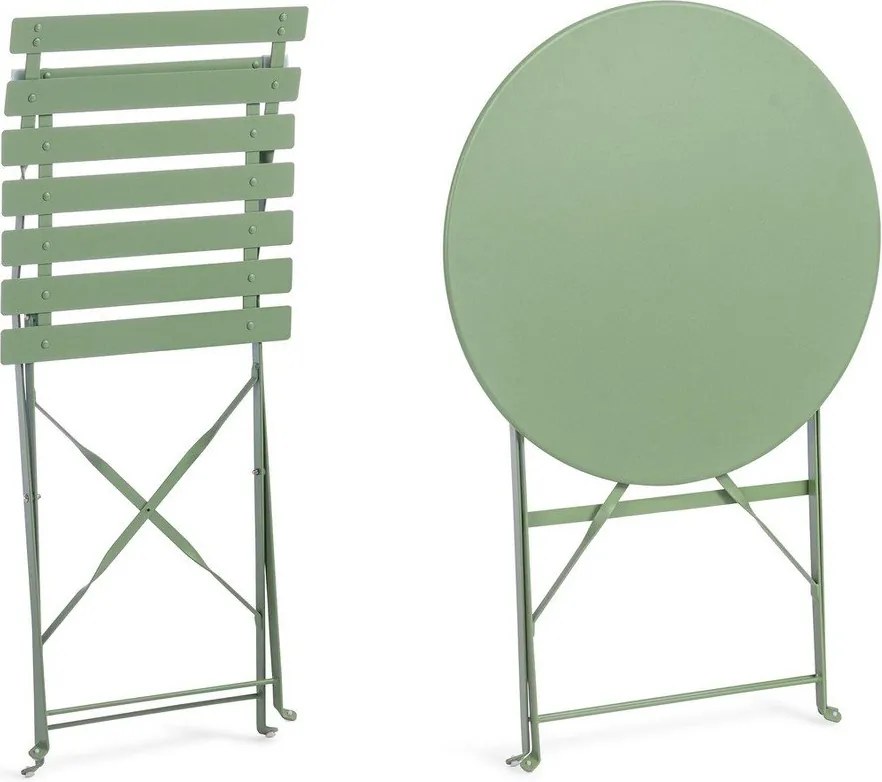 Set da pranzo da giardino color salvia in acciaio per 2 persone Austin – Bizzotto
