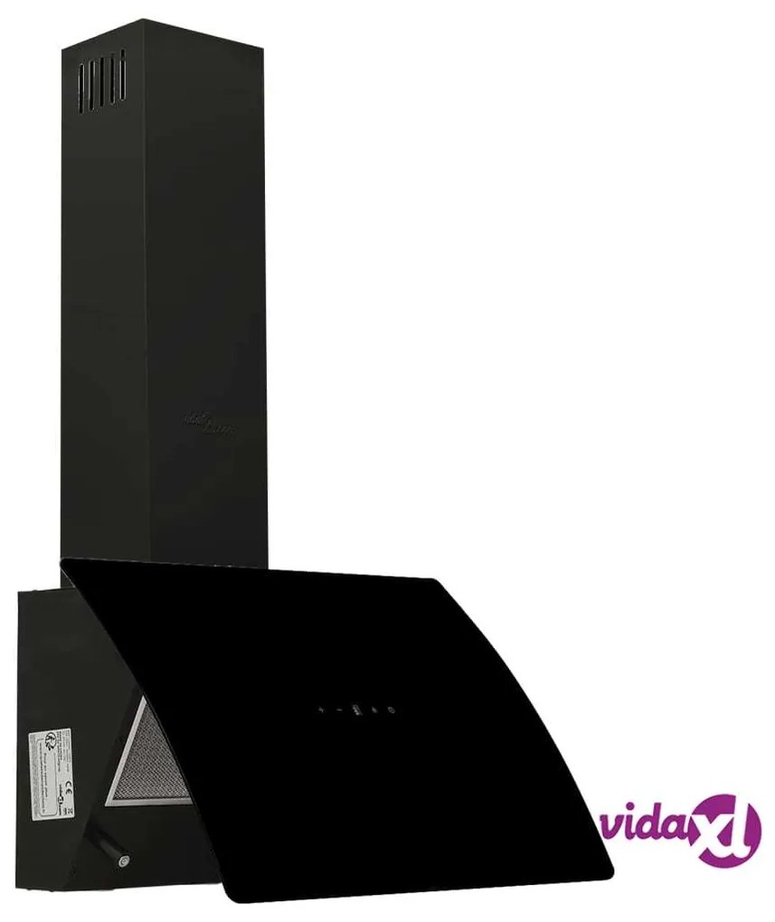 vidaXL Cappa a Parete 60 cm in Acciaio e Vetro Temperato Nero