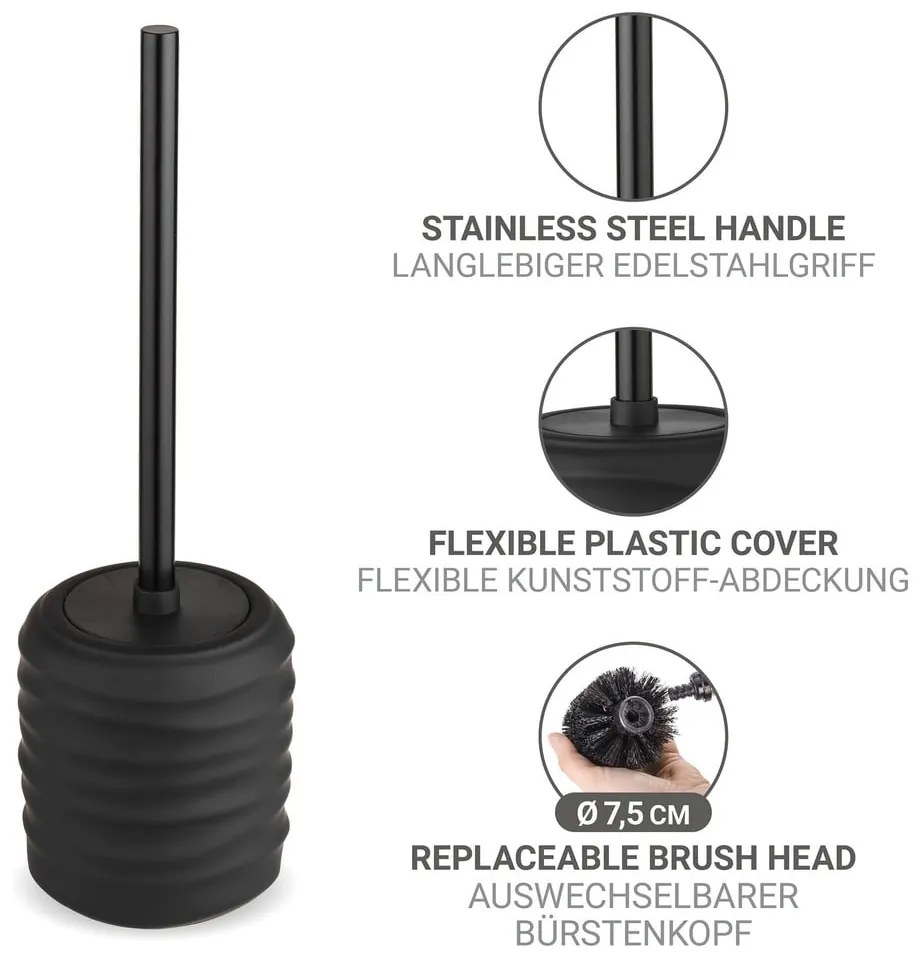 Scopino WC nero opaco in ceramica Illana – Wenko