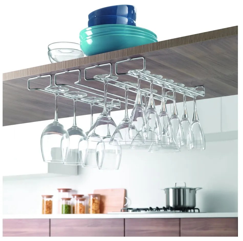 Set di 2 portabicchieri da vino in acciaio da parete Rail - Metaltex