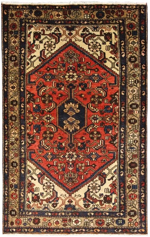 Sandjan Tappeto persiano 130x210 Rosso (Iran) Annodato A Mano