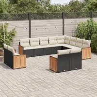 Set Divani da Giardino 12 pz con Cuscini Nero in Polyrattancod mxl 89617