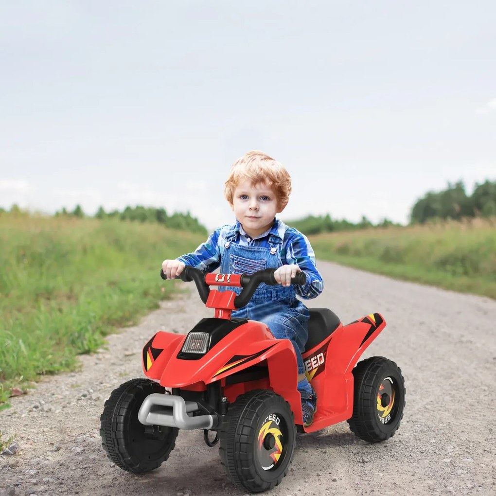 Costway Costway Quad cavalcabile alimentato a batteria 6V con velocità massima 4,6 km/h, Mini quad ATV per bambini Rosso