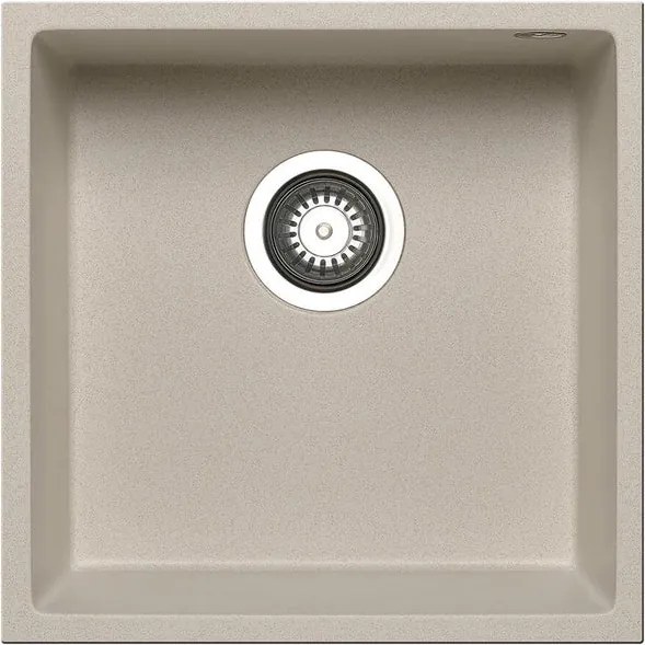 Lavello integrato 1 vasca in granito beige PYRAMIS Tetragon L 40 x L 40 cm