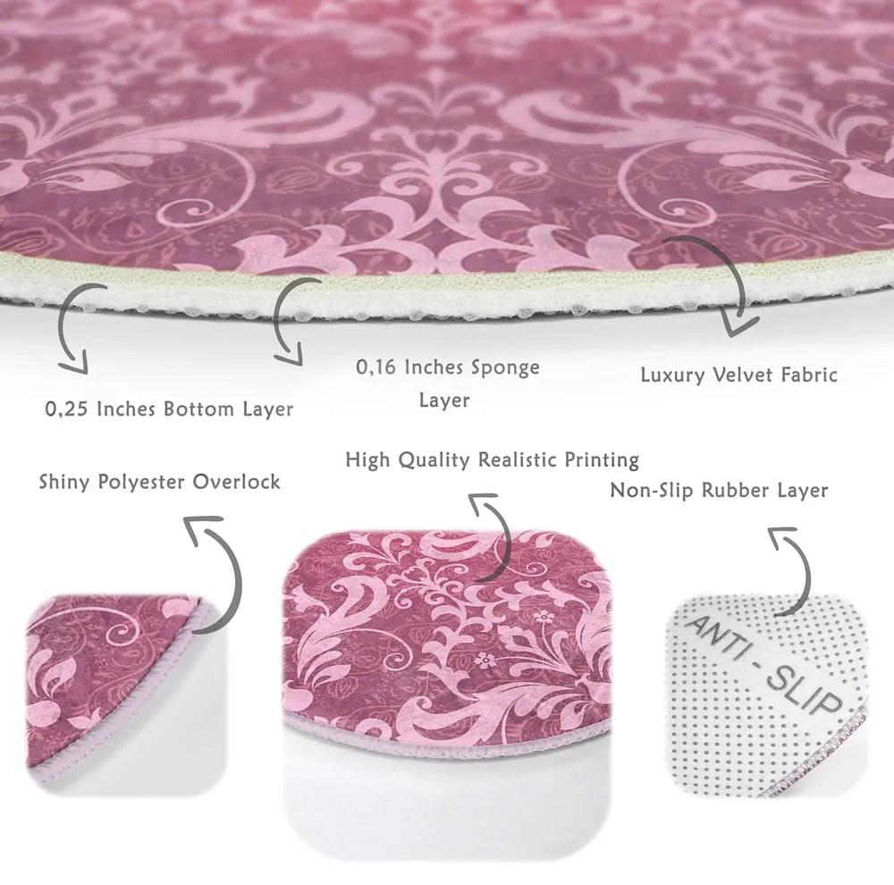 Tappeto rotondo lavabile rosa adatto agli aspirapolvere robot ø 100 cm Comfort - Mila Home