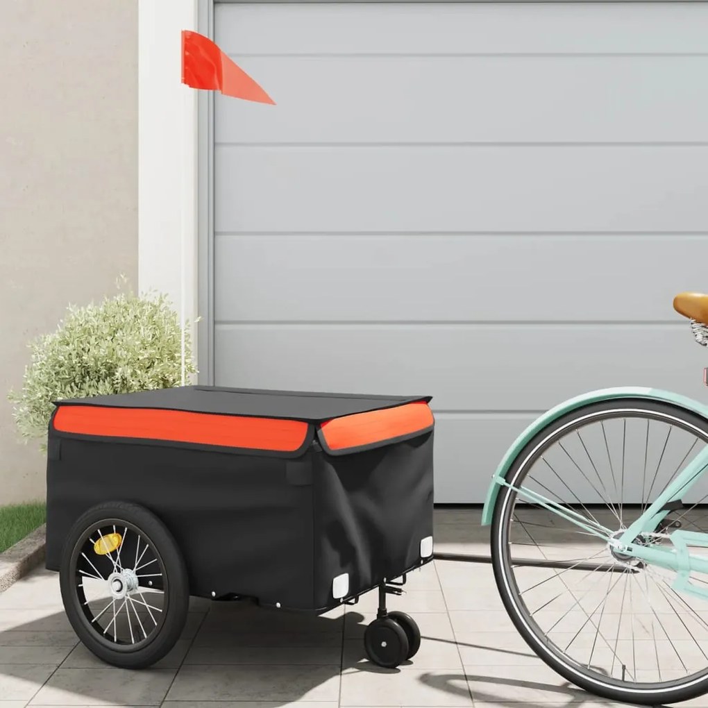 Rimorchio Da Bici Nero E Arancione 45 Kg İn Ferro /